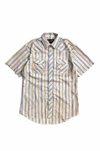 90's Wrangler shirt ラングラー 半袖シャツ ストライプ柄 スナップボタン サイズL ヴィンテージ