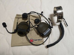 TAC-SKY COMTACⅢ OD コムタック WARRIORS製合皮ヘッドバンドカバー・ZTAC製ヘッドバンド付 Peltor