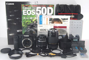 ◆初心者入門＆付属品多数◆ Canon キャノン EOS 50D 手ブレ補正＆純正＆超望遠Ｗズームレンズセット