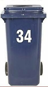 【中古】2 Large Wheelie Bin Number Self Adhesive Stick On Sticker White Number