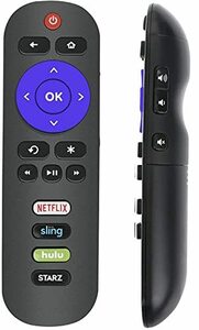 【中古】Hulu Netflix Sling Starzアプリショートカットキー付きTCL Roku TV用リモコン