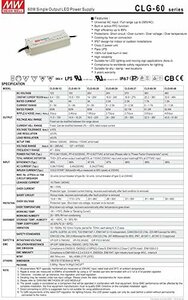 【中古】MEANWELL（PFC機能）スイッチ電源（防水LED電源）CLG-60-36 60のW 36V1.7A