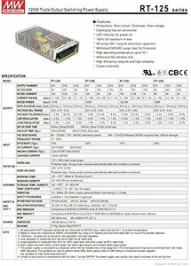 【中古】MEANWELL 3組の出力のスイッチ電源RT-125D 136W 5V12V24V