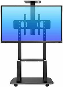 【中古】ポータブルテレビスタンド ローリングテレビスタンド 2つの棚付き 背の高い高耐久スイベルユニバーサルテレビカート 55インチ～75