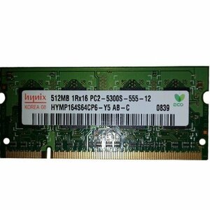 【中古】Hymp164s64cp6-Y5 Hynix 512Mb Ddr2 667Mhz Pc2-5300 200ピン Cl4 Non-Ecc