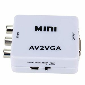 【中古】Duangu ミニAV2VGAビデオコンバータコンバータボックスAV RCA CVBSからVGAビデオコンバータへの変換器3.5mmオーディ