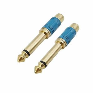 【中古】ブルー TS モノラル 6.35mm オスプラグ - RCA メスジャック オーディオミキサー オーディオ RCA - 1/4 アダプターコ