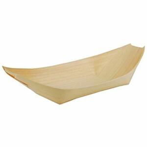 【中古】Papstar 84417 50 Finger Food Bowls, Wood 19 cm x 10 cm”Boats”