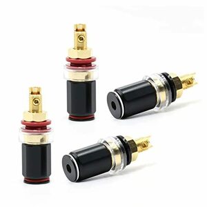 【中古】新しい 4Pcs 24K の金ロジウムによってめっきされる HiFi のアンプのスピーカーの結合のポストの鋳造物のコンダクターのソケット