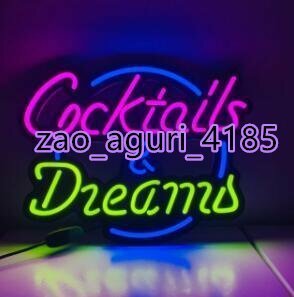 ネオンサイン アクリル看板 LEDライト Cocktails & Dreams エコ インテリア ディスプレイ 輸入雑貨 ショップ イベント Bar カフェ