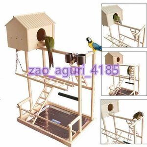 大型バード ツリーハウス スタンドジム オウム インコ 遊び場 木登り はしご 木製