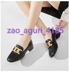 XX-WZNX-1130 黒 38サイズ24.cm程度【新品未使用】新しいカジュアル多用途ファッション太いヒールの女性の革靴