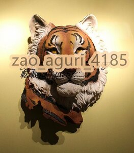 Art hand Auction Cabeza de Animal tigre colgante de pared objeto decoración de pared resina hecha a mano animal decoración de pared interior sala de estar z855, Accesorios de interior, ornamento, estilo occidental