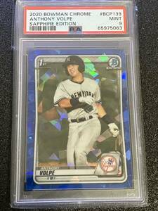 PSA 9 ANTHONY VOLPE 1st 2020 Bowman Chrome SAPPHIRE Refractor Rookie RC MINT ボルピー　ヤンキース