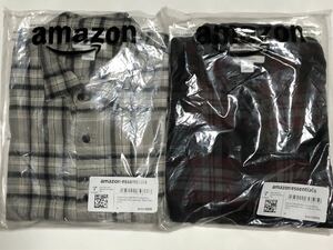 未開封 未使用 タグ付 amazon essentials 2着 フランネルシャツ チェックシャツ L 〜XL 相当 アマゾン プライベートブランド PB ネルシャツ