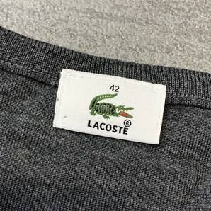 美品 LACOSTE ラコステ ウールニットカーディガン セーター ニット 長袖 グレー ウール レディースサイズ42 古着の画像5