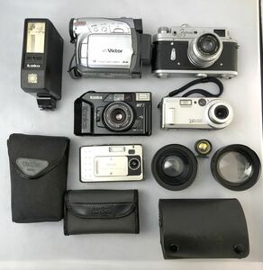 【まとめ売り】ジャンク品 5台 カメラ レンズ フラッシュ 動作未確認 KONICA デジタルカメラ SONY フィルムカメラ Victor Sanyo 中古 