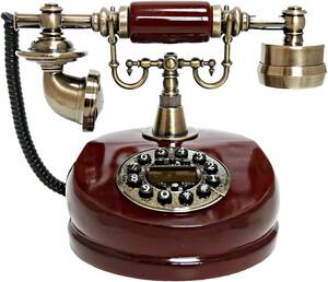アンティーク電話機 ヨーロッパ風 装飾電話機 プッシュ式 骨董品 電池不要 クラシック レトロ調