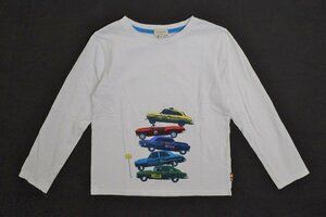 5000-XX00281★ポールスミス ジュニア★車プリントがお洒落な長袖Tシャツ 白系 130cm キッズ 男の子 Paul Smith JUNIOR