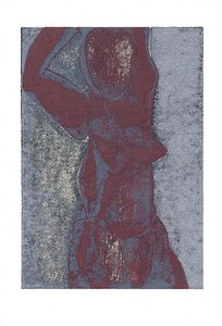 横山貞二版画　和紙に油性絵具を用いた木版画　1999年作　限30　サイン有 39×27　S:49×33