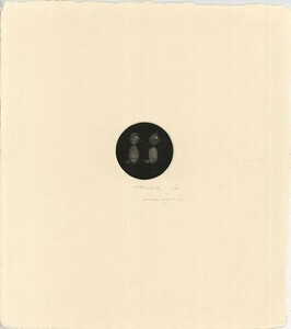 重野克明版画「孤独ぢゃない鳥」　銅版画　限31　サイン、タイトル　裏にサイン、タイトル、年記　4.5×4.5　2004