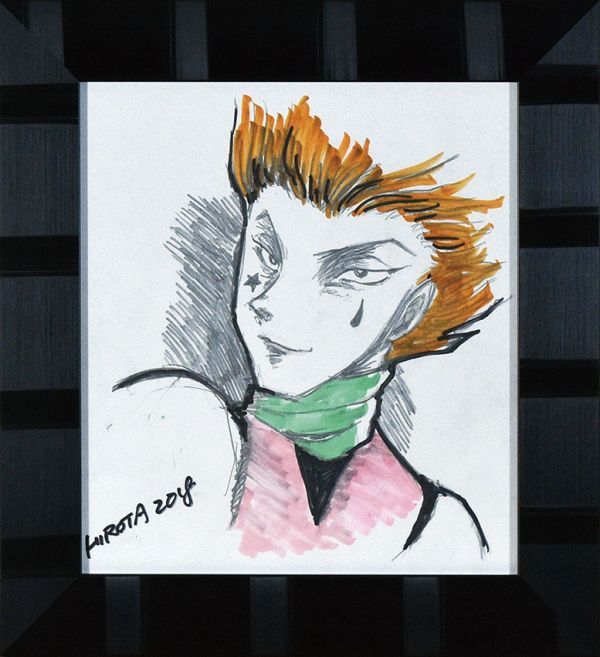 Cadre Takeshi Hirota Shikishi HUNTER × HUNTER (Hunter Hunter) Hisoka Signe Shikishi manuscrit 27, 2 × 24, 2 F: 35 × 32, des bandes dessinées, produits d'anime, signe, Peinture dessinée à la main