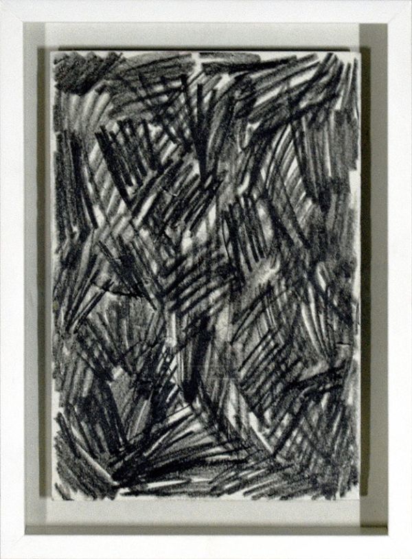 Christian Boucharenc Marco Paisaje Lápiz Papel Firmado en la parte posterior del marco 25×17.5 F:31.2×23 2017, obra de arte, cuadro, dibujo a lápiz, dibujo al carbón