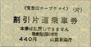 A型券　宝登山ロープウェイ　割引片道乗車券　440円　山麓駅発行