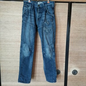 Ｇ-ＳＴＡＲ ＲＡＷ ジースターロウ　デニムジーンズ ユ ーズド加工/立体裁断 コットン サイズ Ｗ３１(７９ｃｍ) ベトナム製 ユーズド品