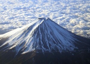 凱雲快晴 富士山頂と富士裾野に広がる雲海 剣が峰 裏富士 富士山 絵画風 壁紙ポスター A2版594×420mm （はがせるシール式）051A2