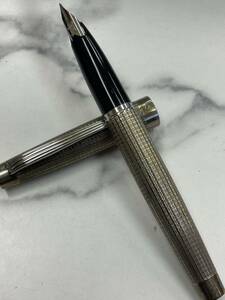 21.現状品・PLATINUM プラチナ 万年筆 スターリング シルバー 925 SV ペン先 K18WG 中字 筆記用具//DO370