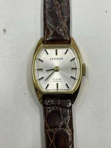 37.不動品・CITIZEN シチズン CLAIRE クレール 21石 K18刻印 750 金無垢 シルバー文字盤 手巻き レディース腕時計 地金 資産//DO370