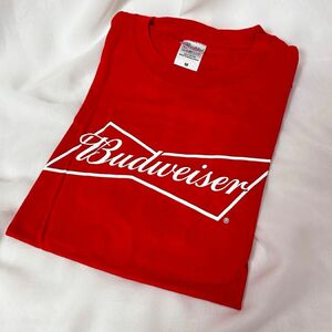 【未使用】②バドワイザー　Budweiser 赤 レッド　Tシャツ　M サイズ ロゴTシャツ