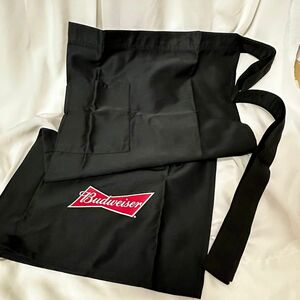 【新品未使用】①バドワイザー　budweiser ソムリエエプロン　ギャルソンエプロン　黒　ブラック　飲食店　居酒屋　カフェ