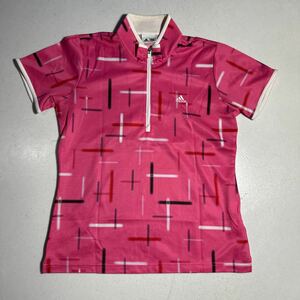 アディダス adidas ゴルフ トレーニング用 ピンク ハーフジップ シャツ 女性用Lサイズ