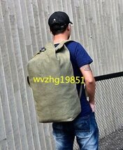 【新品】 カーキ ミリタリー バッグ 帆布 リュック 濃緑 OD 大容量 33L ハイキング 遠足 キャンプ サック デイパック キャンプ_画像2