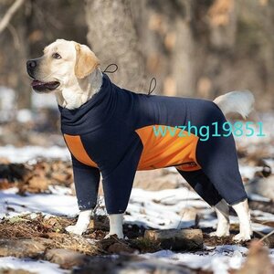 犬 服 ペット 綿服 コート 秋冬 フリース ジャケット 暖かい 寒さ対策 犬猫 ベスト 背中開き 小中大型犬 散歩 ジッパー付き オレンジ XXL