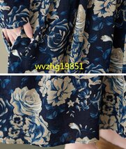 秋新品 ロングワンピース 花柄ワンピース レディース 綿麻混風 長袖 体型カバー 大きいサイズ ★Lサイズ_画像8
