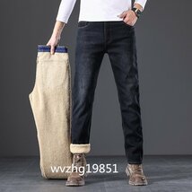 大人気 デニムパンツ　メンズ 新品　裏ボア　裏フリース　極暖　暖パン　ジーンズ　ジーパン　ロングパンツ 黒　W32_画像1