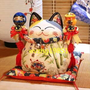 絶賛！招き猫 貯金箱 白磁 陶磁工芸品 置物 雑貨 レトロ アンティーク 家 店舗 飾り 縁起物 財運 金運 クリスマス 新築 ギフト 可愛い