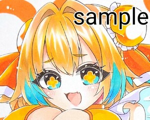 * 同人手描きイラスト * ボンバーガール / パイン * 中色紙 *