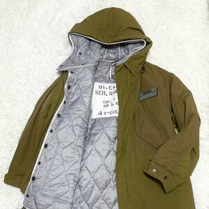 【美品】暖かい ディーゼル ミリタリージャケット W-MILES JACKET 中綿ライナー付 メンズカーキ DIESEL　キルティング 　3way