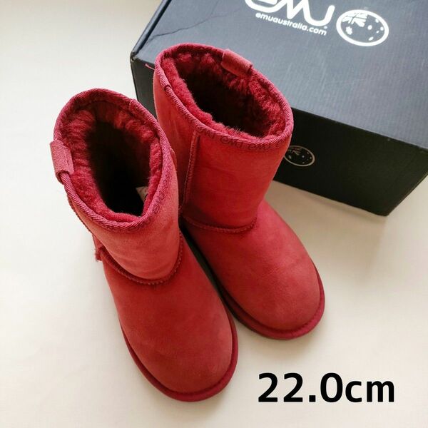 【最終値下げ】emuエミュー・防水ムートンブーツカラー赤strawberry・22.0cm UGG アグ 靴