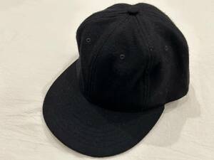 希少な大きいサイズ 7 7/8 USA製 EBBETS FIELD FLANNELS エベッツフィールドフランネルズ 無地ブラック ウールキャップ 新品未使用