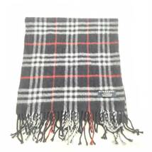 ★中古品・古着★BURBERRY バーバリー カシミヤ100% チェック マフラー 濃紺系 130×30cm　TSGT0109-1_画像1