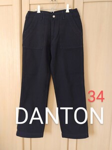 DANTON 34 Dan ton wool work pants sinchi back Baker pants navy lady's made in Japan regular goods 