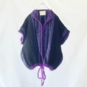 Hand woven knit vest　手織りストライプ　フレンチスリーブ　ニットベスト カーディガン vintage ニット セーター　古着