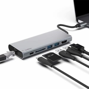 新品 送料無 メーカー保証有 Belkin USB-C イーサネットハブ USB-C PD HDMI SDカード USB 60W 4K F4U092BTSGY　ベルキン