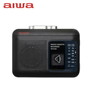 新品 送料無料 メーカー保証有 aiwa アイワ TR-A40B ブラック　黒 ラジオカセットレコーダー 録音　再生　AM FM イヤホン 外部マイク付