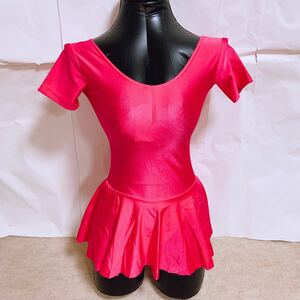【1円】【未使用】新品　スカート付きレオタード　ピンク　Lサイズ　大きめ　シルエット綺麗　A33
